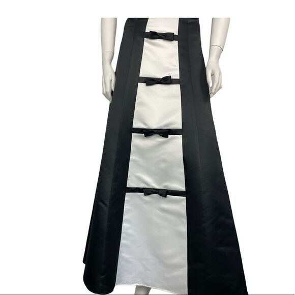 Vtg 90s Jessica McClintock X Gunne Sax Strapless Black & White Tuxedo Dress - Picture 5 of 11